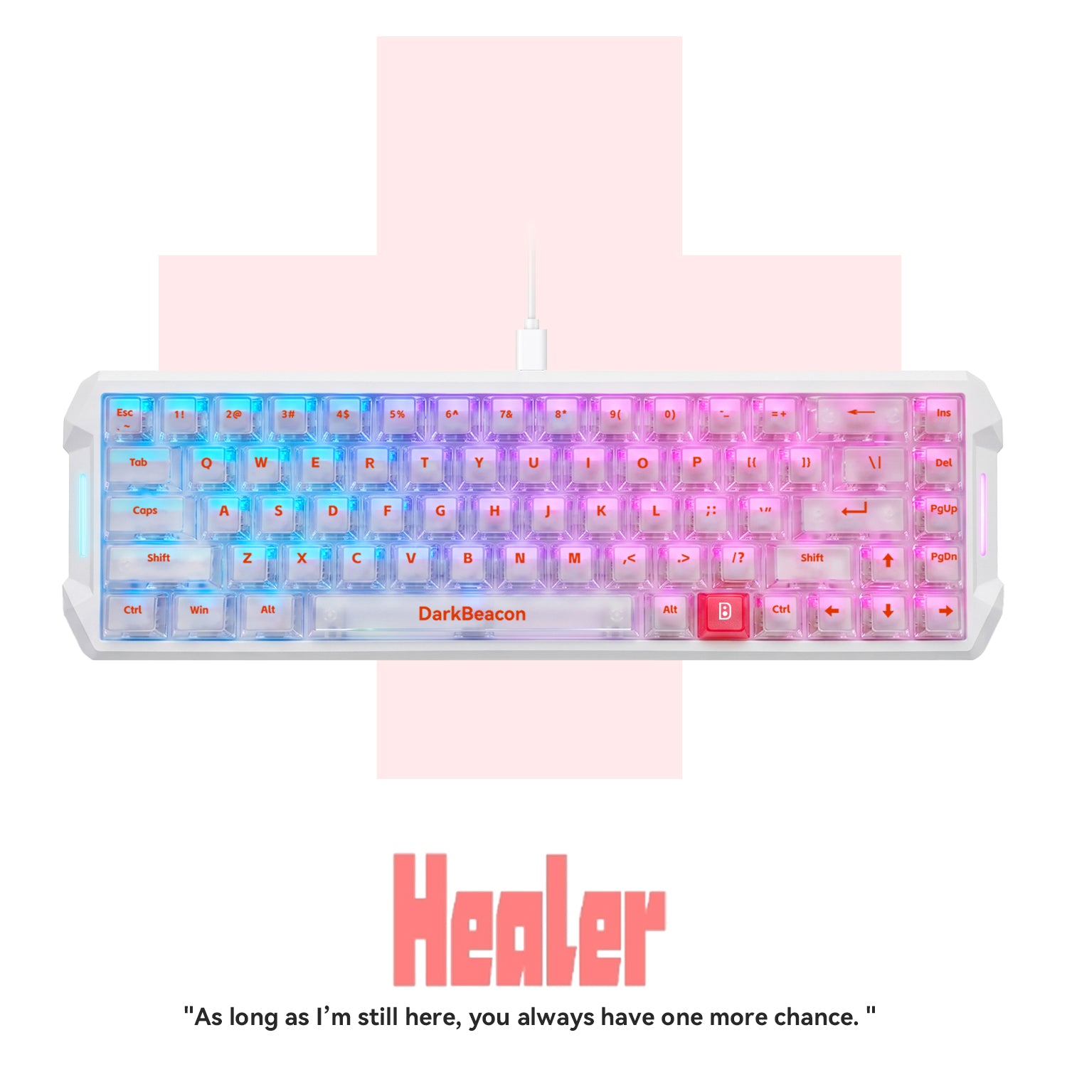 Flux 68 Wired Hall Effect Magnetic Switch Gaming Keyboard - Healer White