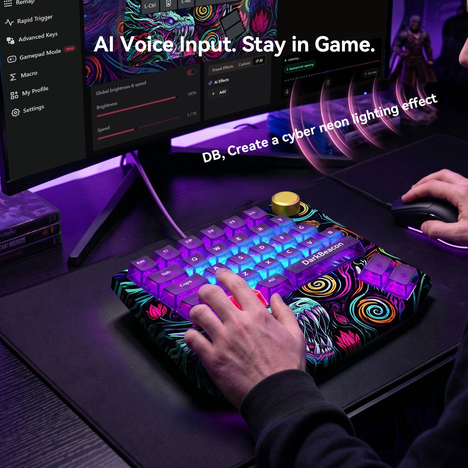 Devil Breaker Starry Night Dragon II One-Handed TMR Magnetic Keyboard