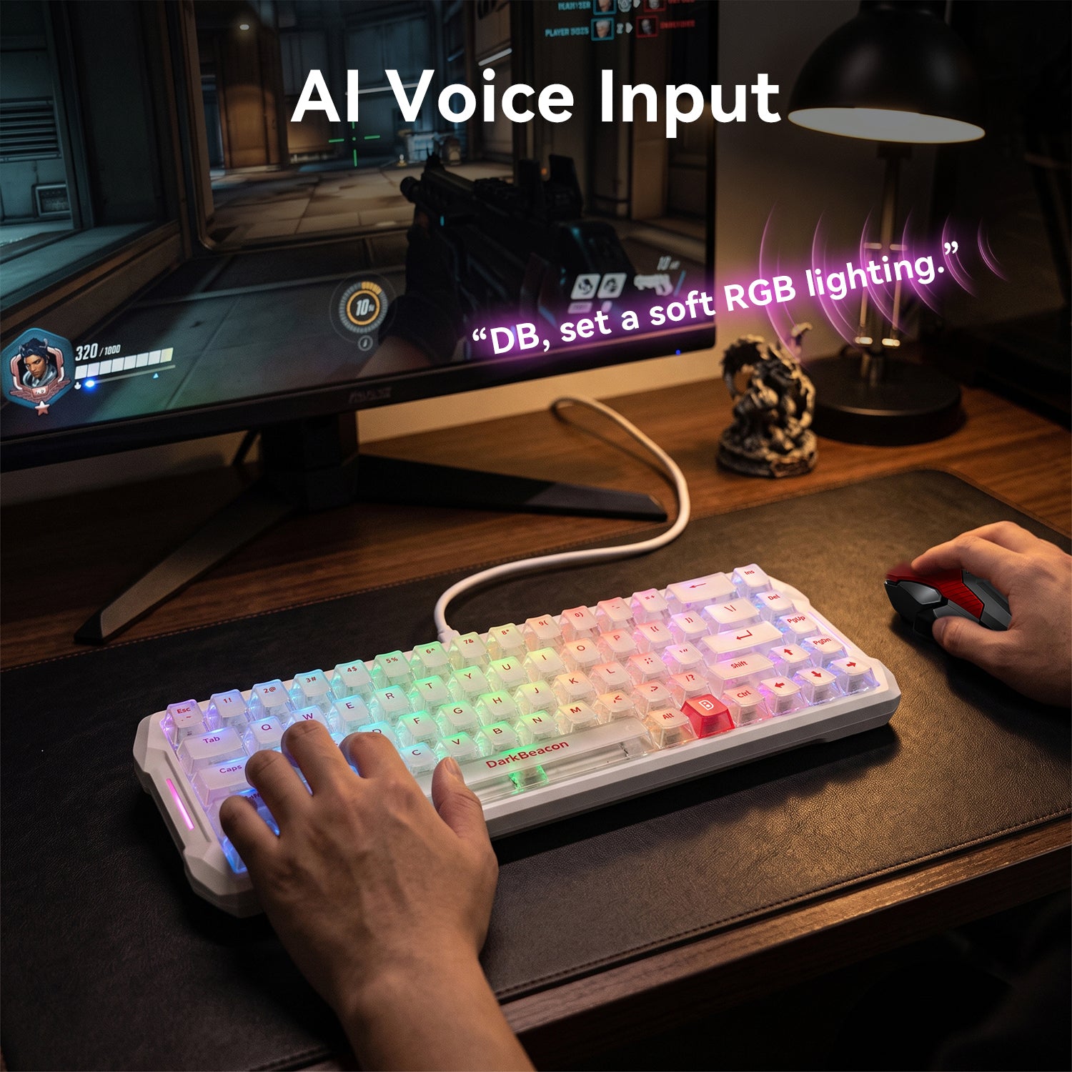 Flux 68 Wired Hall Effect Magnetic Switch Gaming Keyboard - Healer White