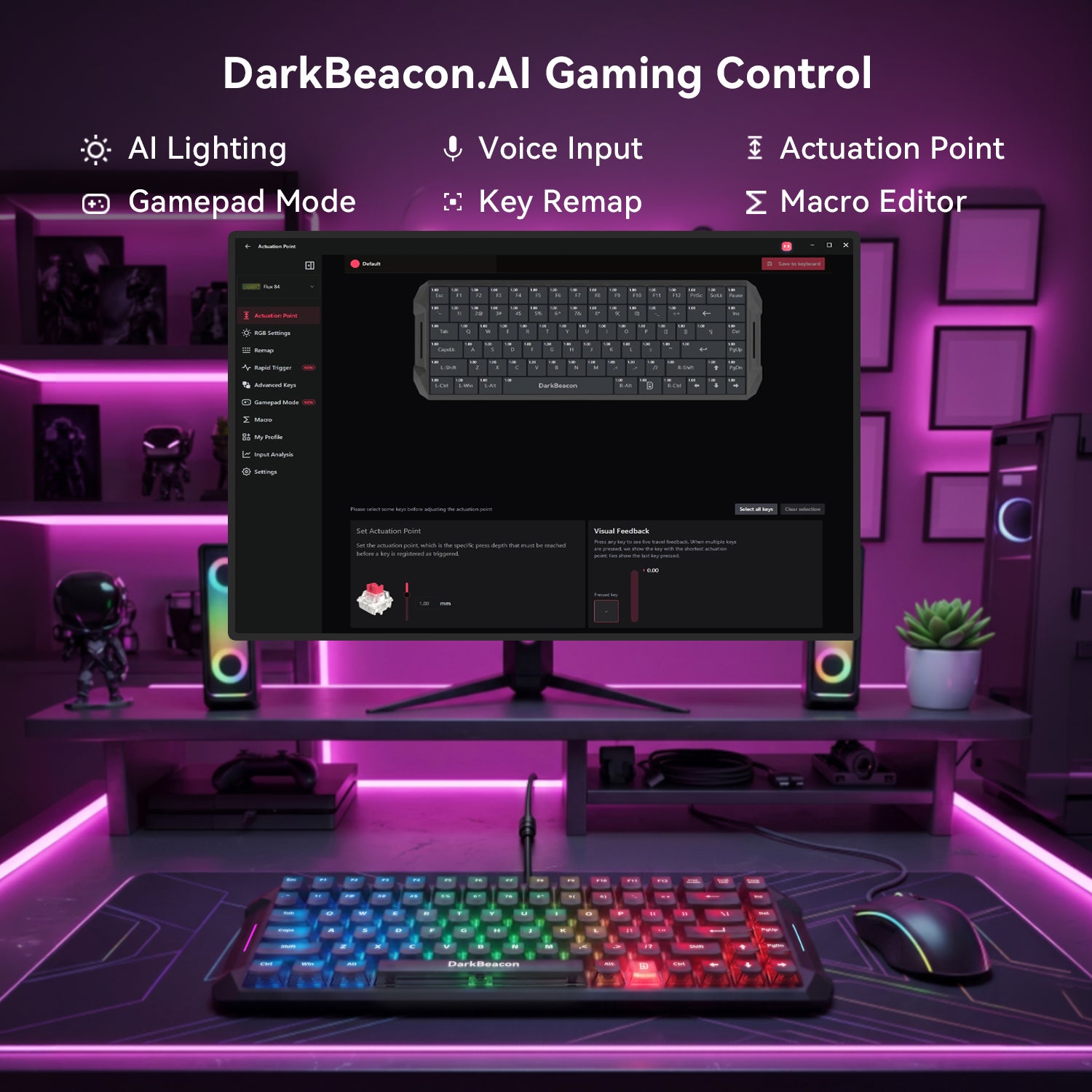 Flux 84 Wired Hall Effect Magnetic Switch Gaming Keyboard
