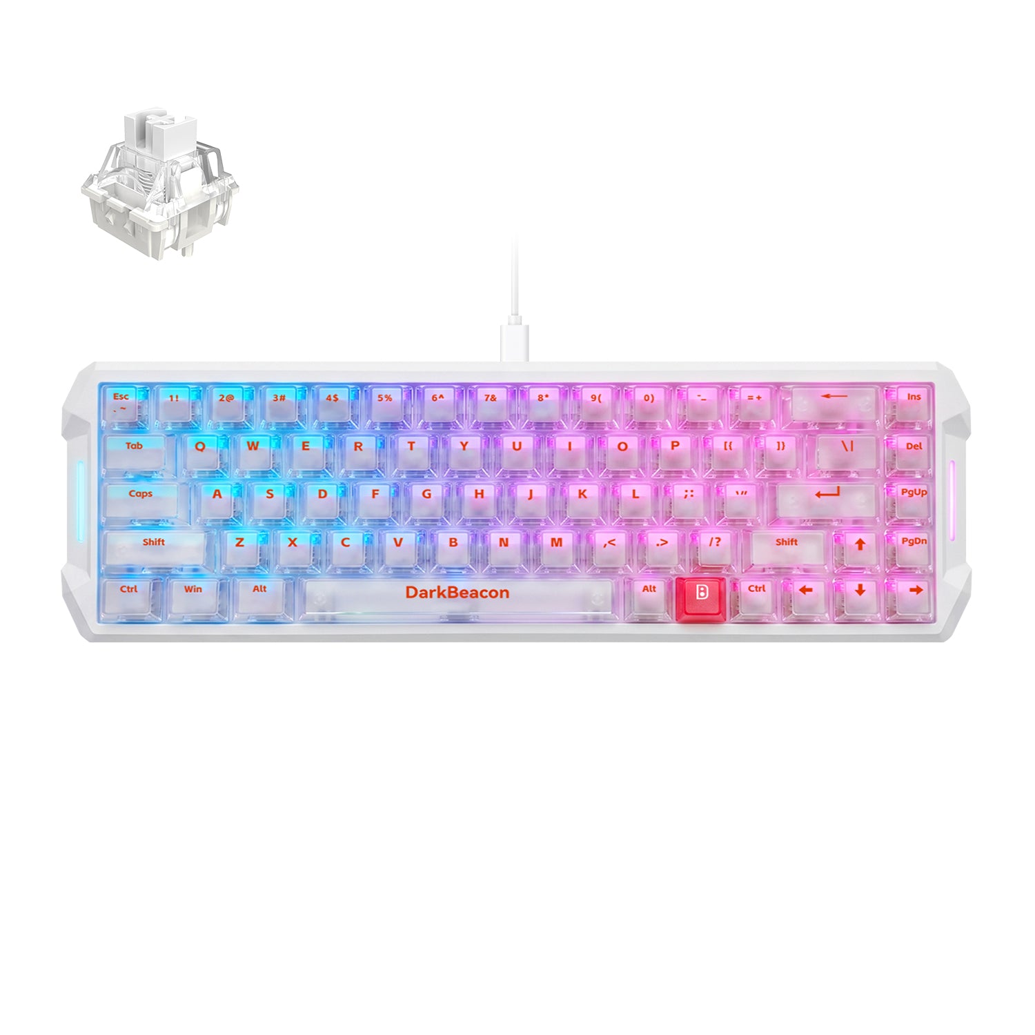 Flux 68 Wired Hall Effect Magnetic Switch Gaming Keyboard - Healer White