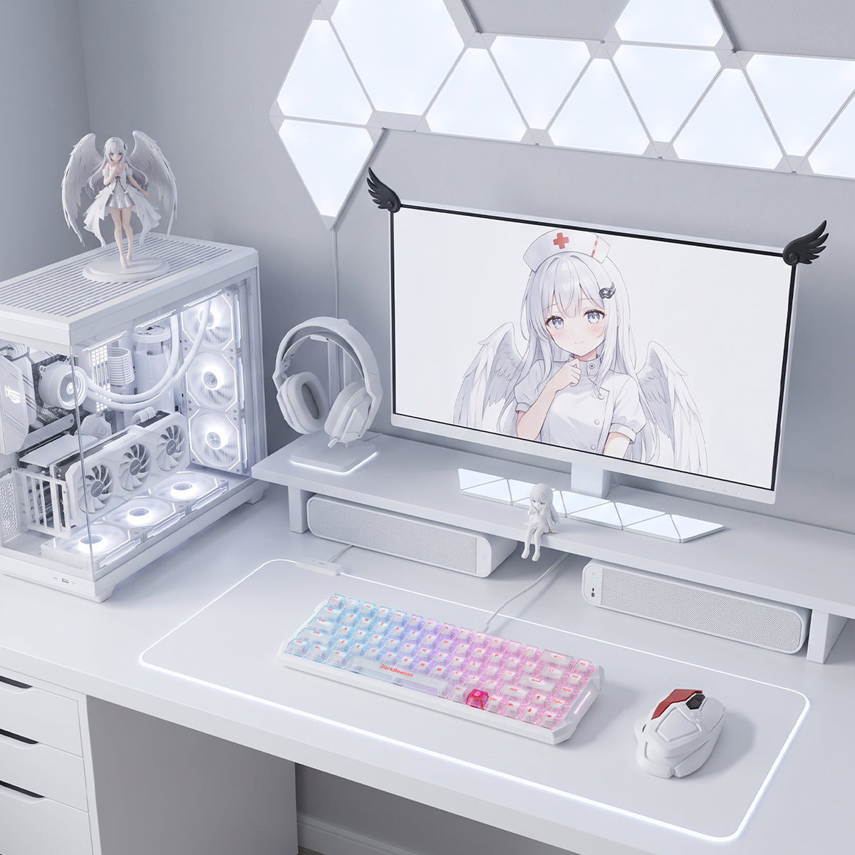 Flux 68 Wired Hall Effect Magnetic Switch Gaming Keyboard - Healer White
