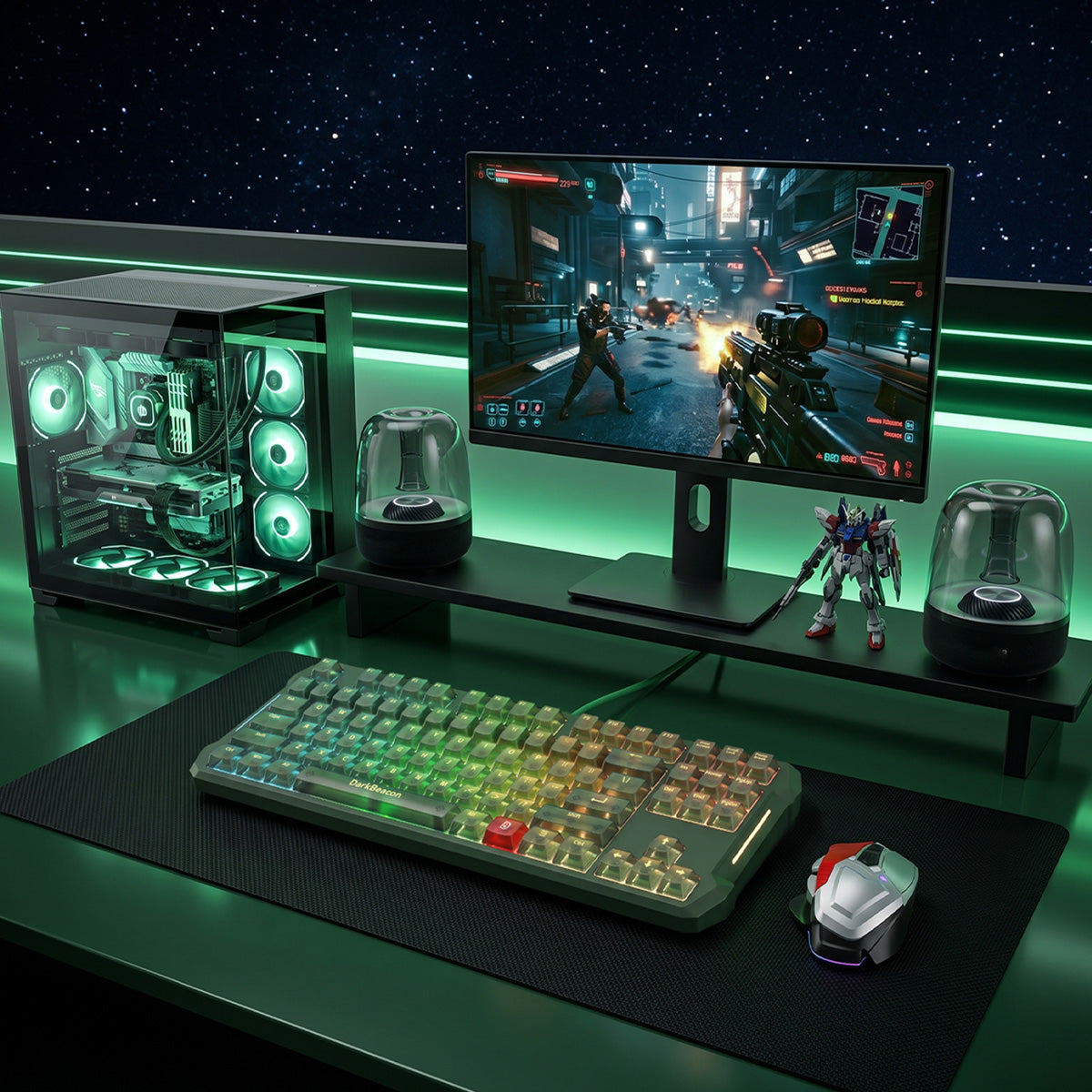 Flux 87 Wired Hall Effect Magnetic Switch Gaming Keyboard - Assassin Green